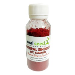 Real Seed Natural Sindoor Red Kumkum, Suhag Shringar Sindoor Powder, Premium Range of Puja Products, Traditional Sindur, Non-Scented Kumkum, Kungumam (Weight- 30 GMS)