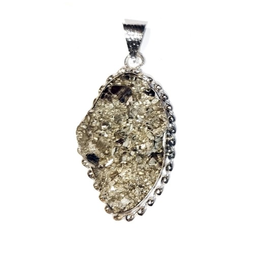 REAL SEED Natural Golden Pyrite Crystal Unisex pendant for Wealth, Prosperity and Good Luck Odd Size with Pure Raw Pendant Design