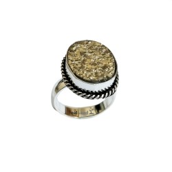 REAL SEED Pyrite Stone Original Ring, Certified Pyrite Ring for Women and Men, Real Pirate Stone Crystal Ring for Money, Wealth, Abundance and Success