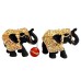 REAL SEED 24K Gold Plated Black Elephant Idols Set of 2 for Home Temple, Hatti Idol for Pooja Room, Elephant Statue for Gifting, Good Luck and Prosperity Showpiece (Size - 1 Inches Height)