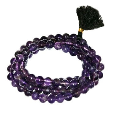 Natural Amethyst Mala Collection for Men and Women Natural Pure 8MM Beads for Yoga Reiki Meditation