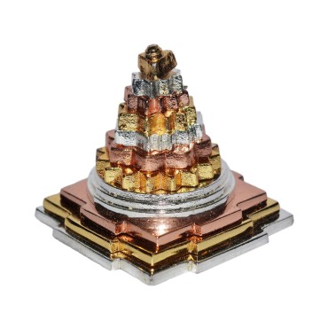 Shree Yantra, Brass Pyramid for Positive Energy, Panchdhatu Meru Shree Brass Yantra 2x2 Inches Gold Finish