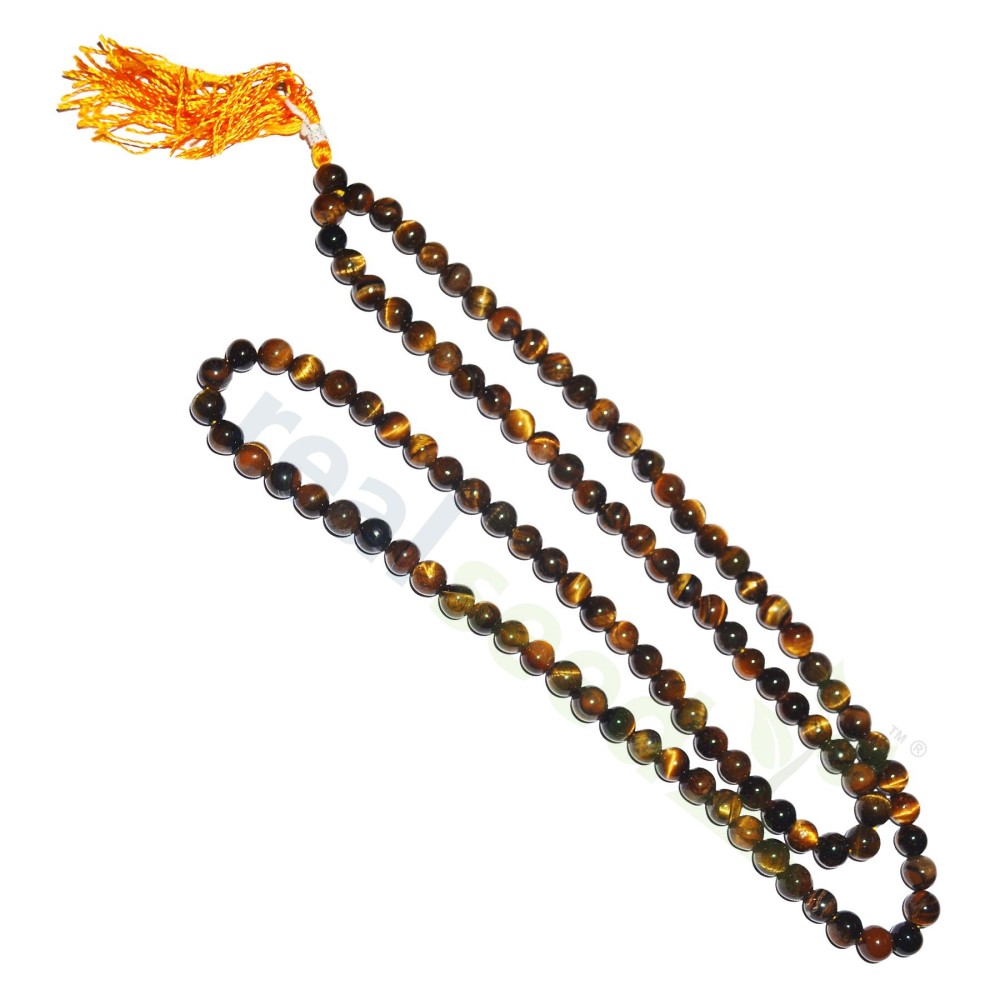 Tiger Stone Mala Necklace 8MM, Crystal Stone Mala 108 Bead Jaap Mala, Reiki Healing, Crystal Healing