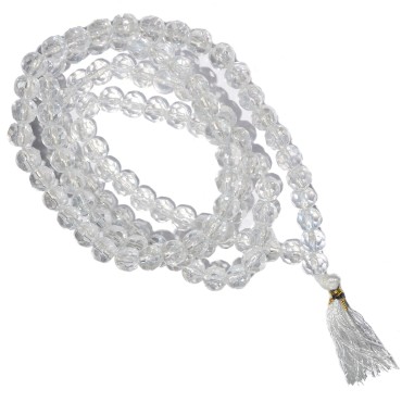 Pure Sphatik 8MM 108 Navranga Beads Buddhist Prayer Mala (Rainbow Sparkle Beads), Necklace for Meditation, Reiki Japa Mala