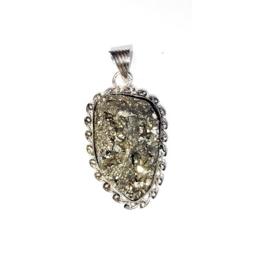 Golden Pyrite Crystal Unisex pendant for Wealth, Prosperity and Good Luck Odd Size with Pure Raw Pendant Design