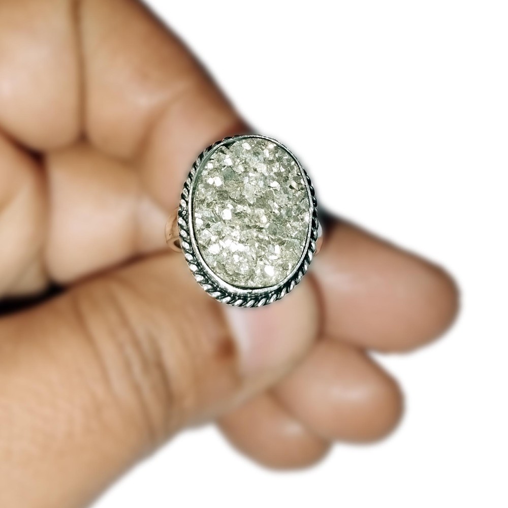 Pyrite Stone Original Ring, Certified Pyrite Ring for Women and Men, Real Pirate Stone Crystal Ring for Money, Wealth, Abundance and Success