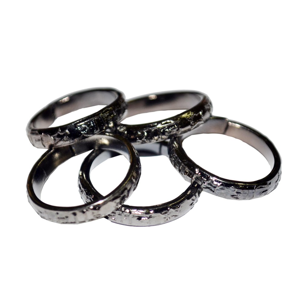 Shani Dosha Niwaran Black Horse Shoe Iron Ring, Shani Chhalla (Kale Ghode Ki Naal Ki Ring) Set of 5 Adjustable Ring Combo Pack