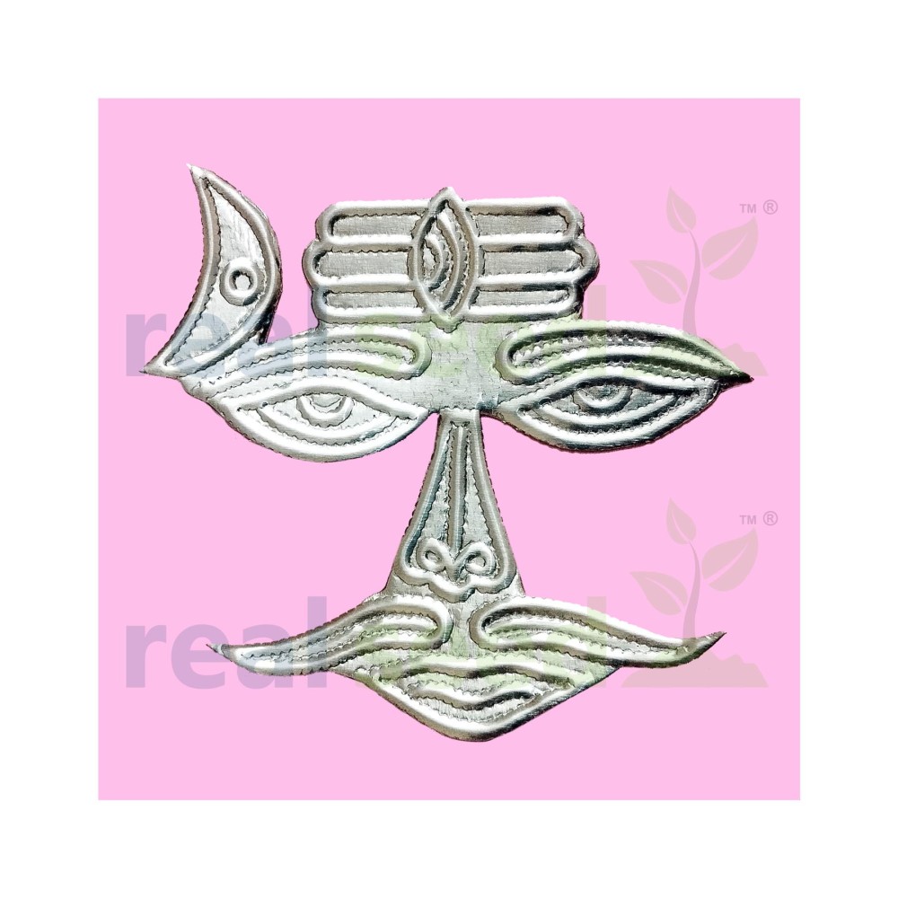 Silver Shiv Shringar for 4-6 Inches Stone, Sphatik, Parad Shivling | Shringar Chart Size - 5.7 x 6 CMS