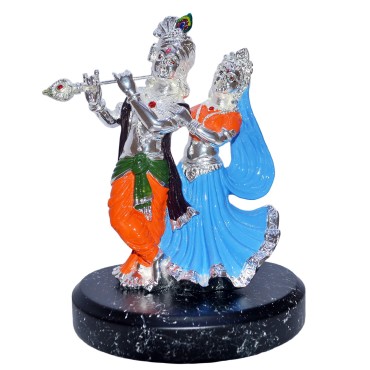 Silver Plated Radha Krishna Statue, Exclusive Gifting and Decor | Size- 19x14x11 CMS